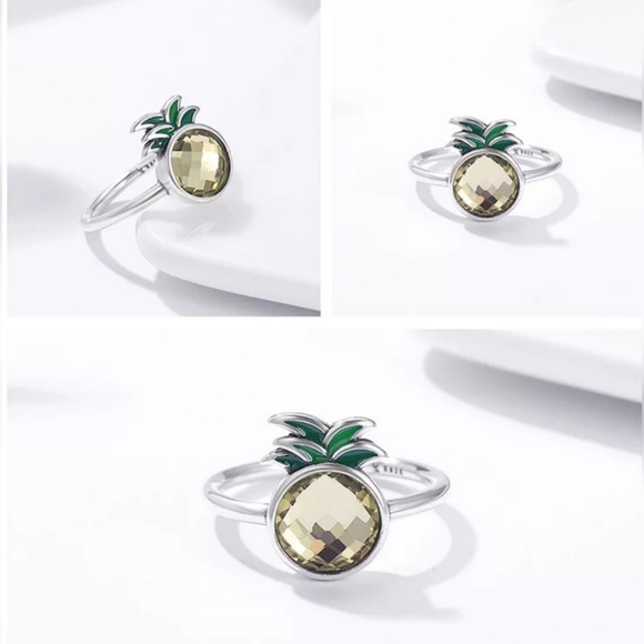 5⭐ rated 💙925  St silver & enamel Pineapple Ring - Picture 3 of 7